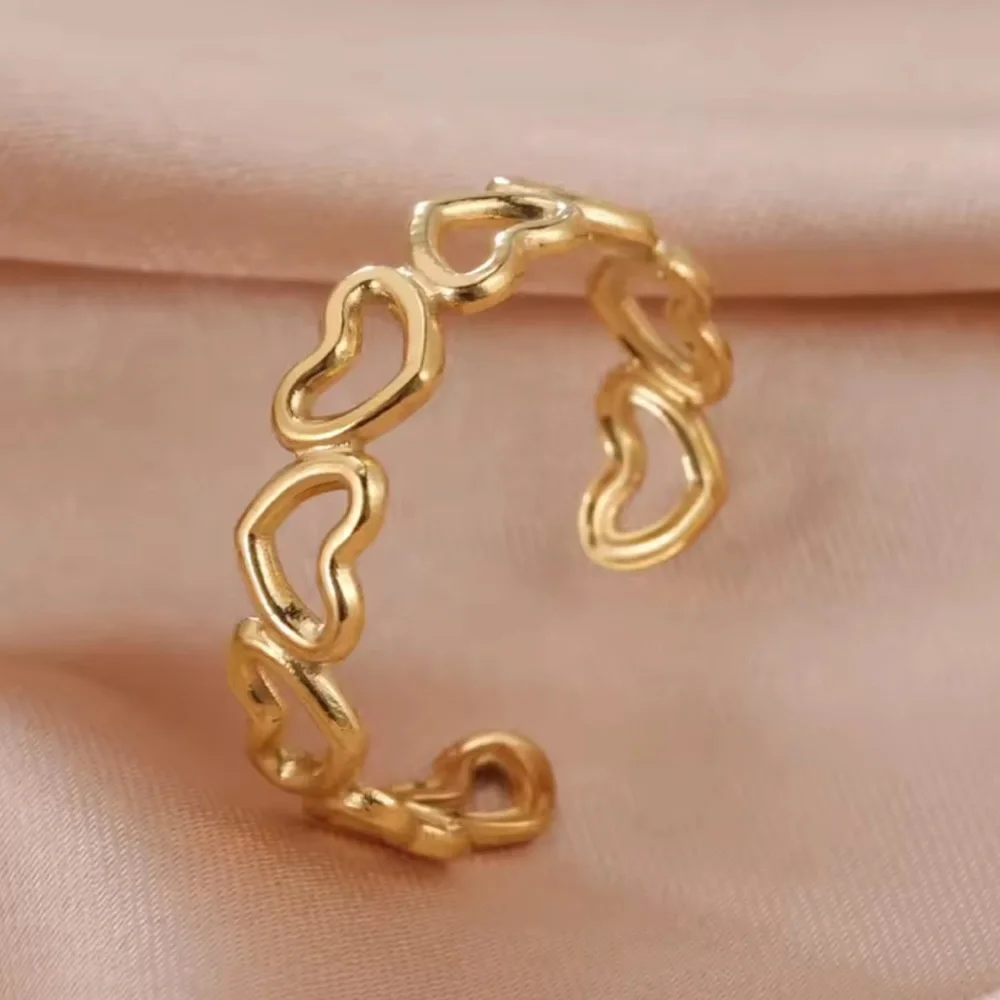 Simple Adjustable Gold Heart Ring (R46) - Picture 3 of 4